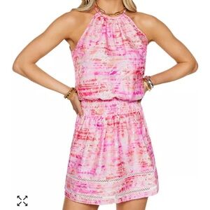 Ramy Brook Pink Sherry Printed Linen Blend Mini Dress Sz Extra Small